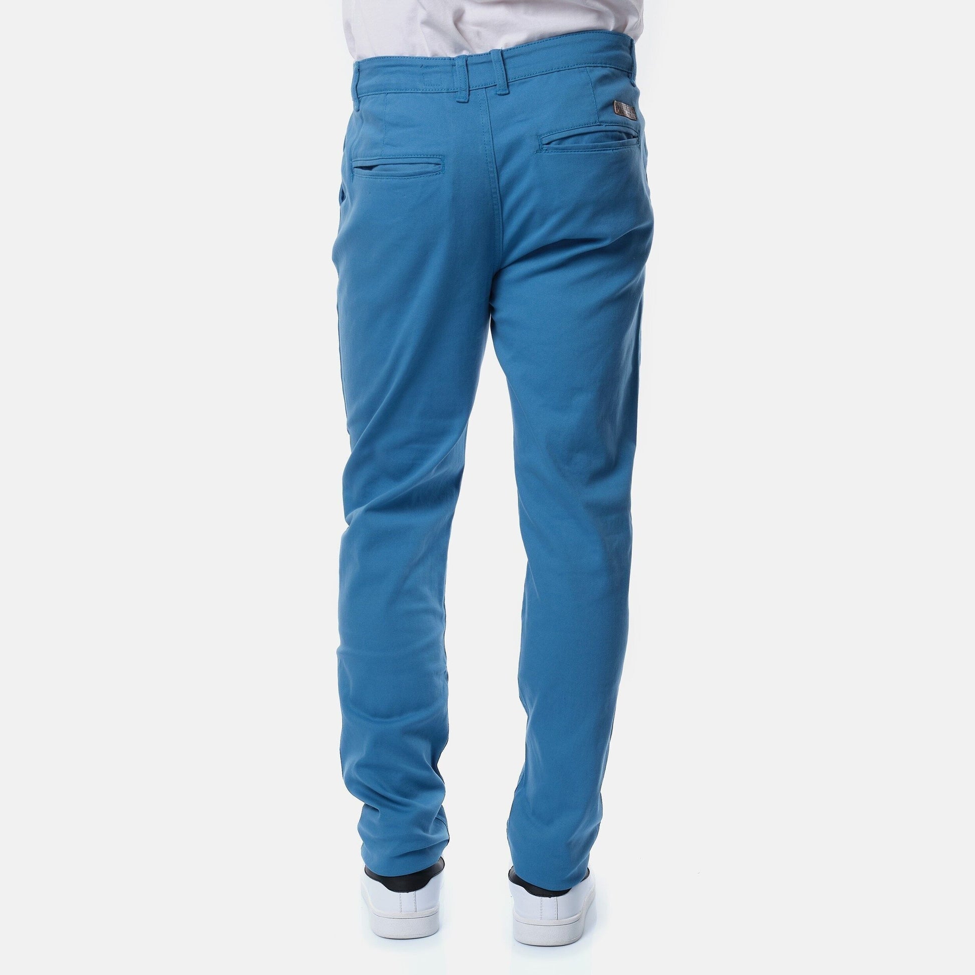 Pantaloni chino uomo in cotone stretch color indigo