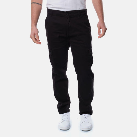 Pantaloni cargo da uomo neri in cotone stretch