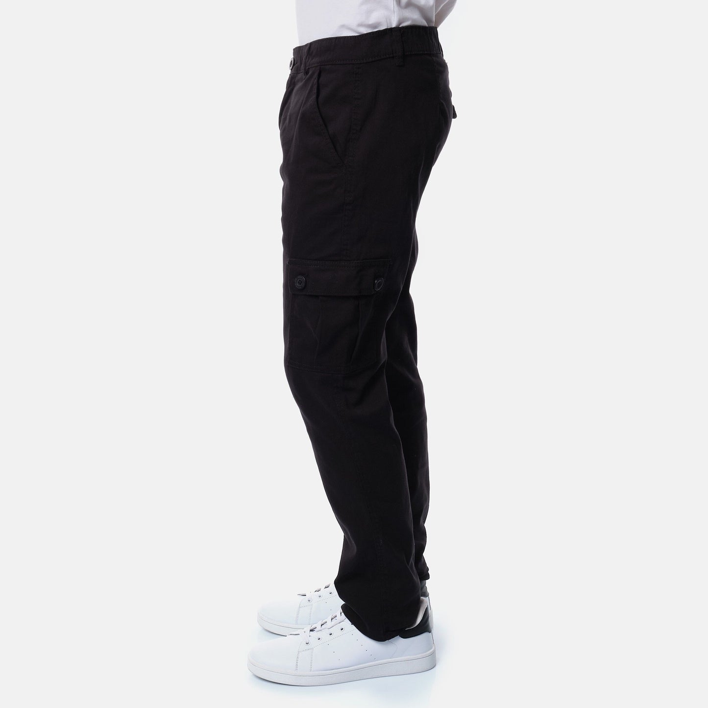 Pantaloni cargo da uomo neri in cotone stretch