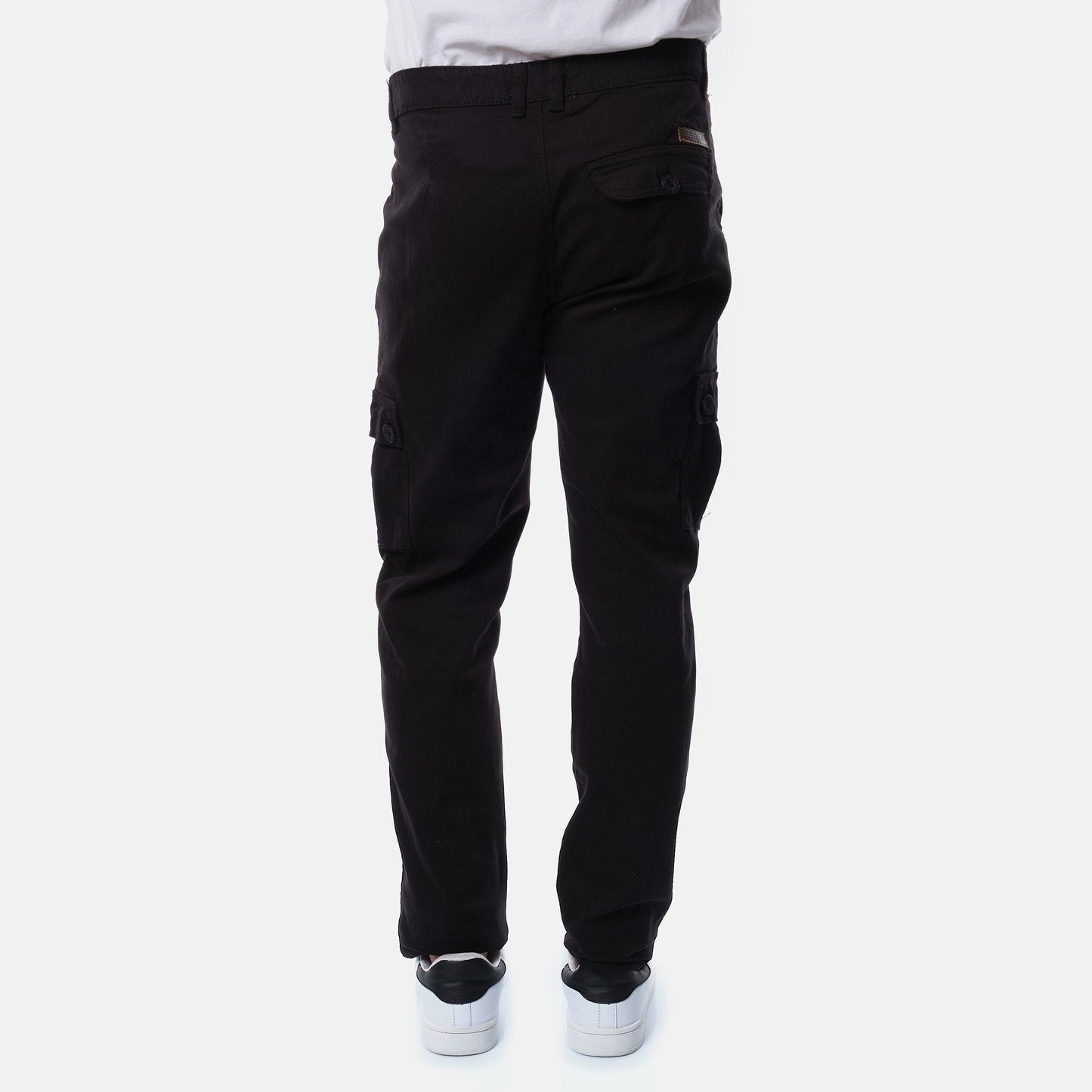 Pantaloni cargo da uomo neri in cotone stretch