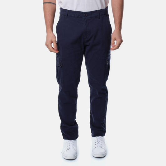 Pantaloni Cargo Chino Blu Navy in Cotone Stretch