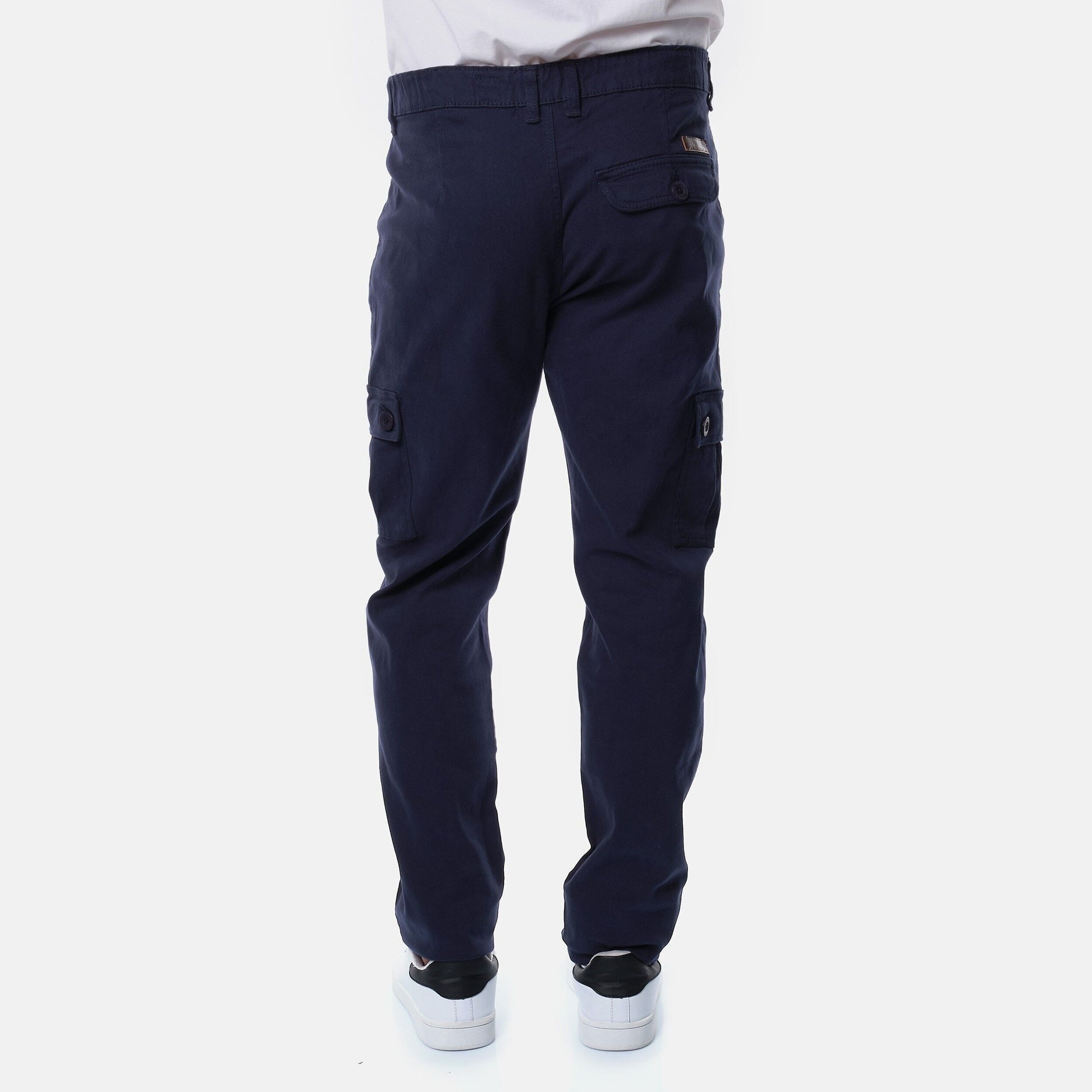 Pantaloni Cargo Chino Blu Navy in Cotone Stretch