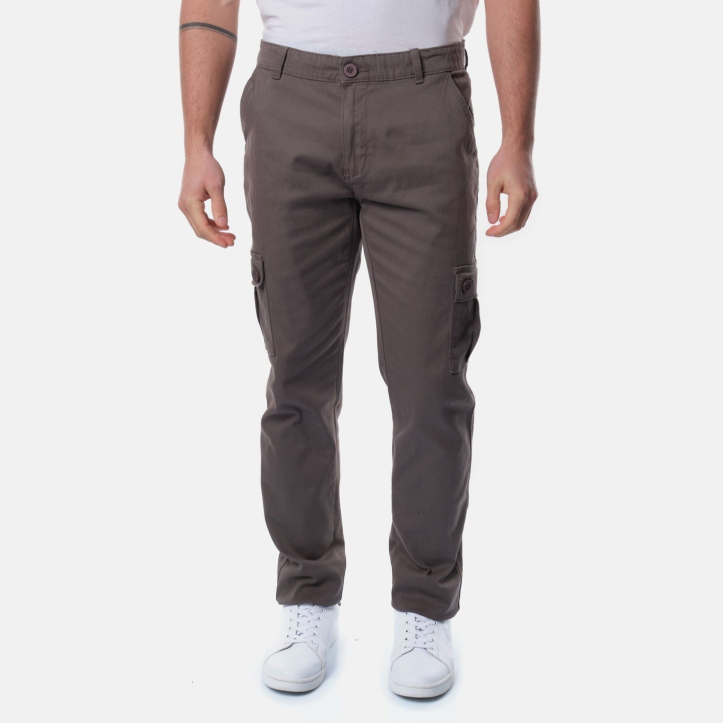 Pantaloni cargo uomo grigio in cotone stretch