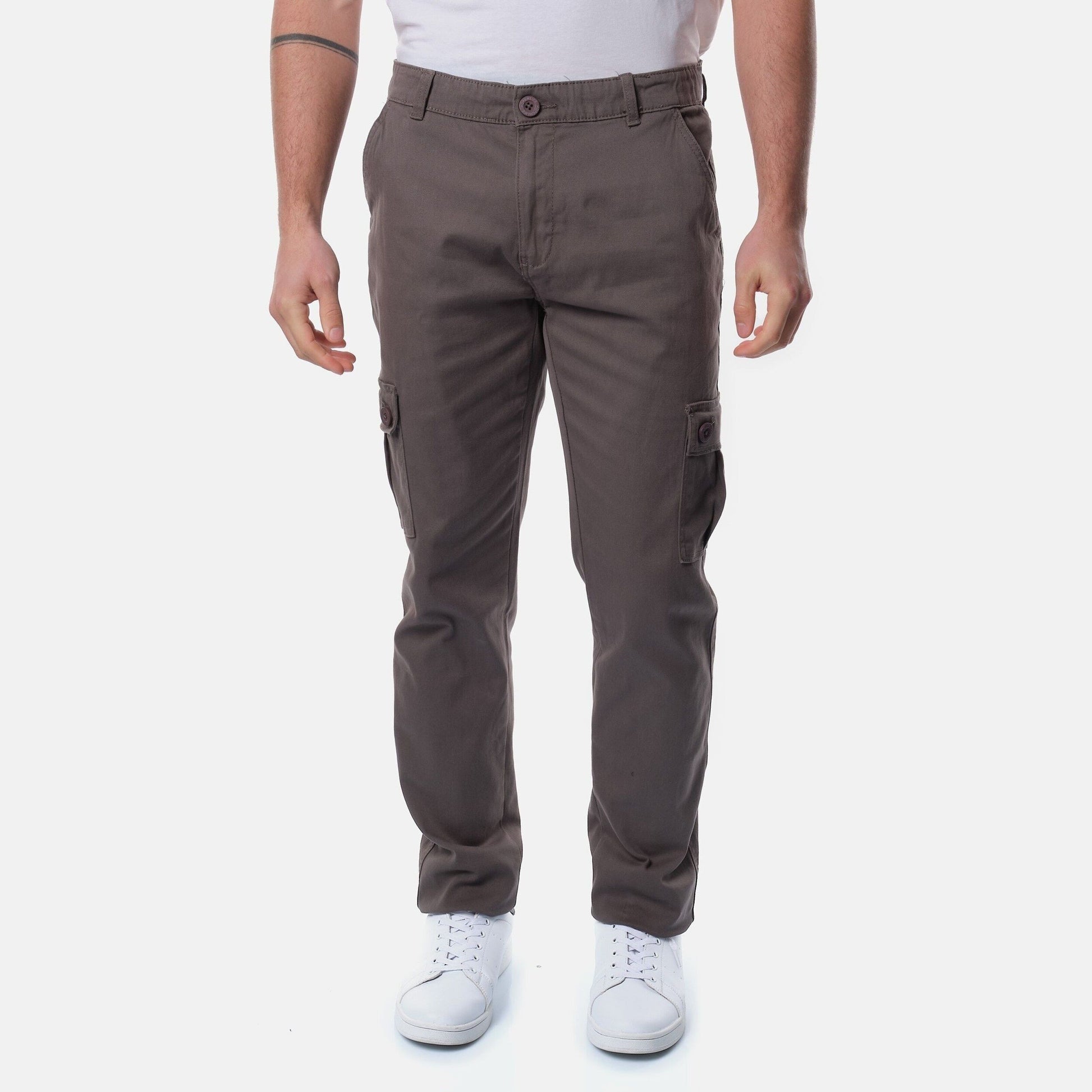 Pantaloni cargo uomo grigio in cotone stretch