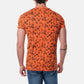T-shirt uomo arancione floreale con scollo a V
