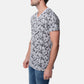 T-shirt uomo grigia con stampa floreale e scollo a V