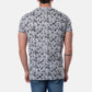 T-shirt uomo grigia con stampa floreale e scollo a V