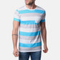 T-shirt Uomo a Righe in Cotone con Taschino