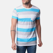 T-shirt Uomo a Righe in Cotone con Taschino
