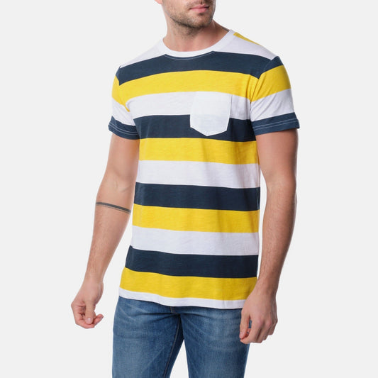 T-shirt uomo a righe in cotone con taschino