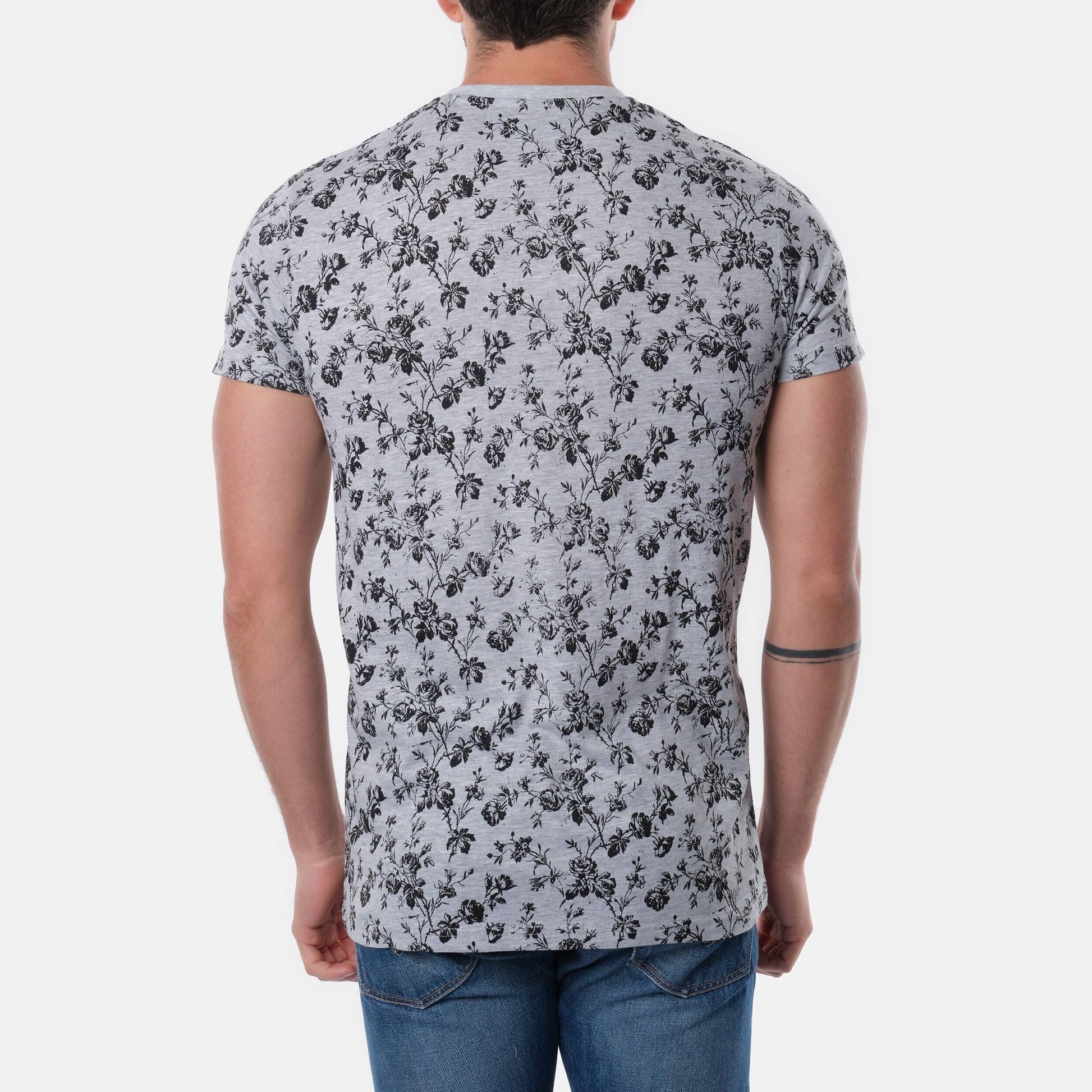 T-shirt uomo con scollo a V e stampa floreale (confezione da 12)