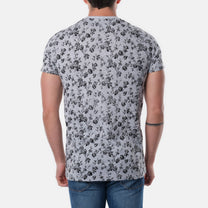 T-shirt uomo con scollo a V e stampa floreale (confezione da 12)