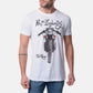 T-shirt uomo bianca in cotone con stampa moto