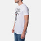T-shirt uomo bianca in cotone con stampa moto