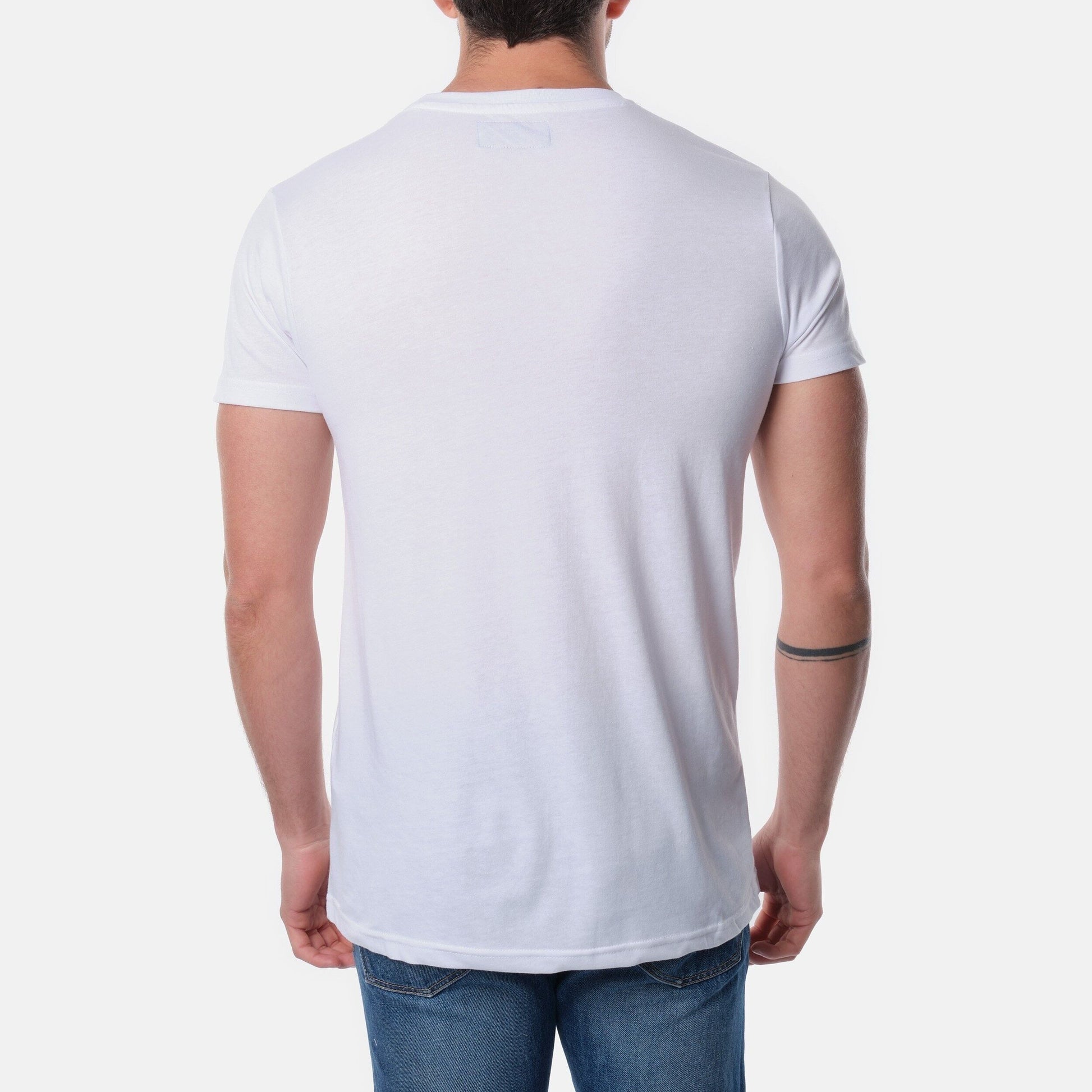 T-shirt uomo bianca in cotone con stampa moto