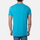 T-shirt uomo turchese in cotone con stampa moto