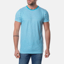 T-shirt uomo a righe turchesi in cotone