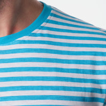 T-shirt uomo a righe turchesi in cotone