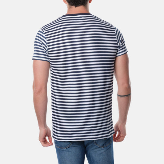 T-shirt uomo a righe navy in cotone