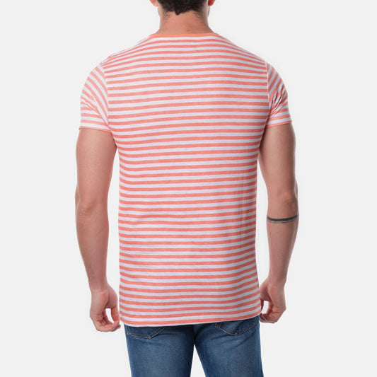 T-shirt uomo a righe corallo in cotone