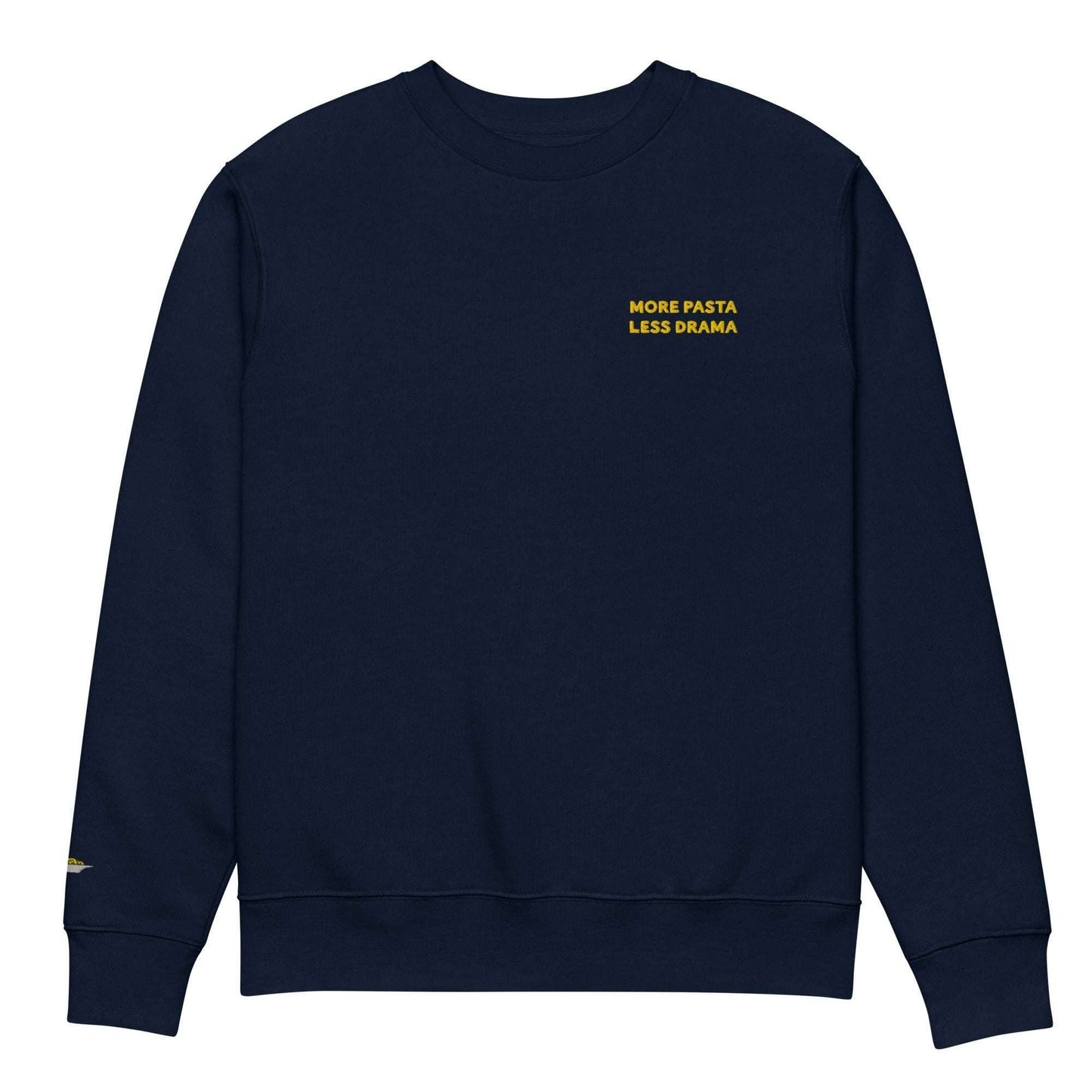 Felpa organica unisex “More Pasta Less Drama” ricamata