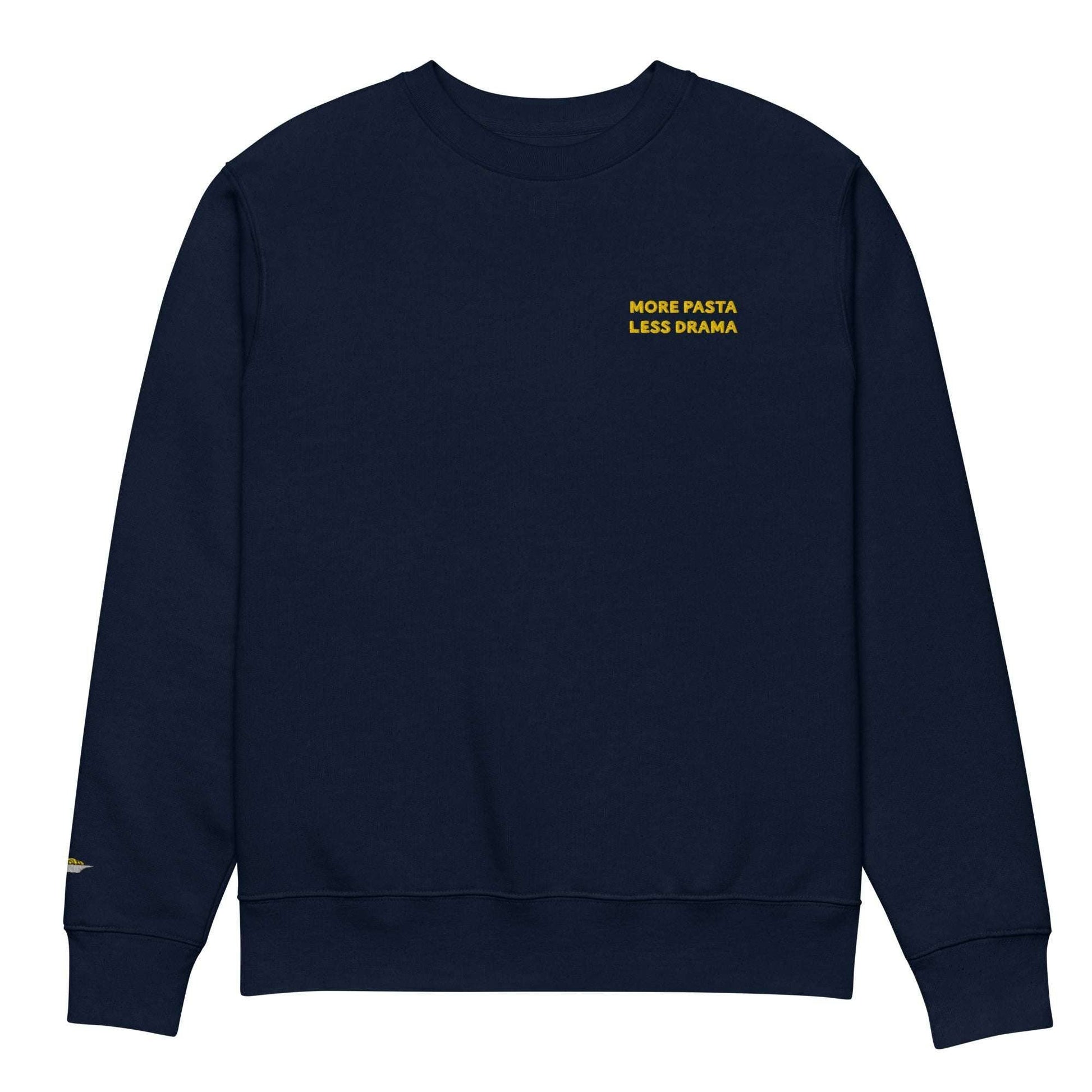 Felpa organica unisex “More Pasta Less Drama” ricamata