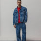 Giacca corta in denim con incisione laser