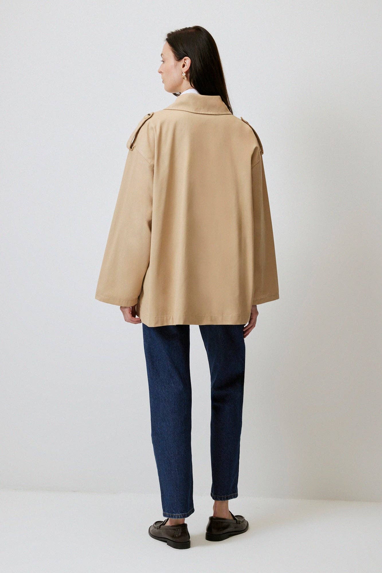 Trench corto in gabardine di cotone