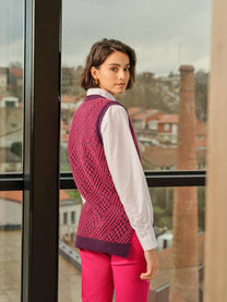 Gilet in lana jacquard con motivo geometrico
