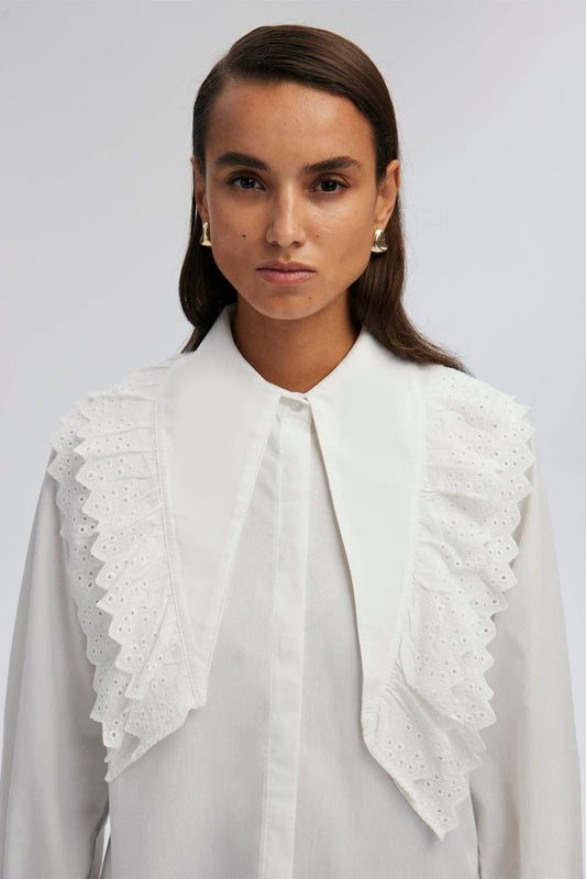 Camicia in popeline con maxi collo in pizzo