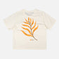 T-shirt donna pigmentata crop in cotone organico con stampa palma