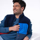 Gilet sherpa smanicato bicolore blu navy