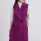 Gilet lungo con cintura viola