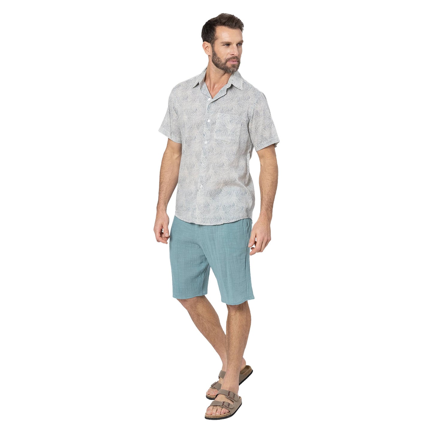 Camicia estiva uomo a maniche corte in voile di cotone