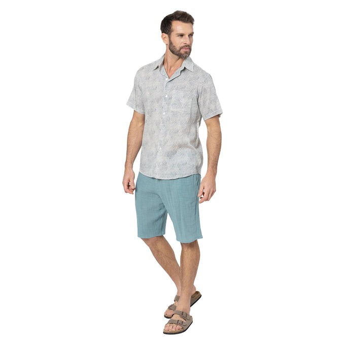 Camicia estiva uomo a maniche corte in voile di cotone