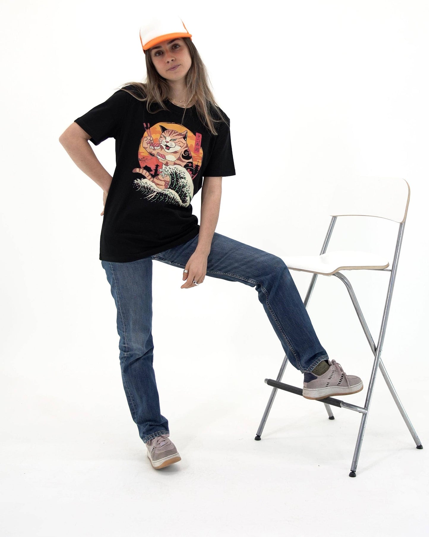 T-shirt Neko Sushi con stampa manga giapponese