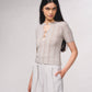 Top in maglia lurex con cut-out frontale