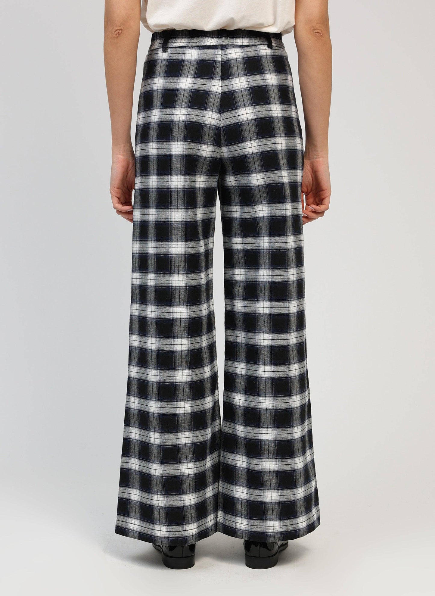 Pantaloni palazzo a quadri navy