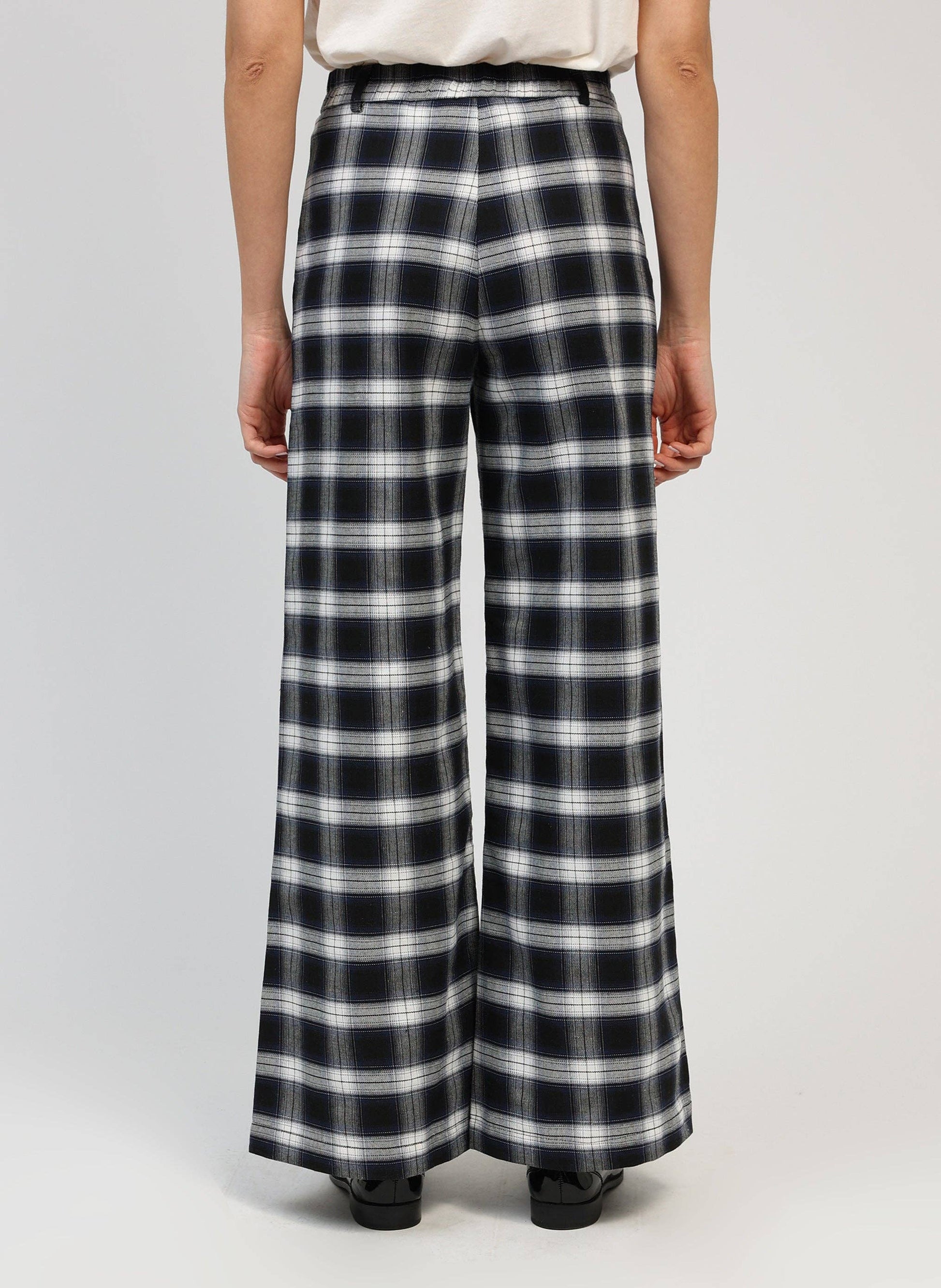 Pantaloni palazzo a quadri navy