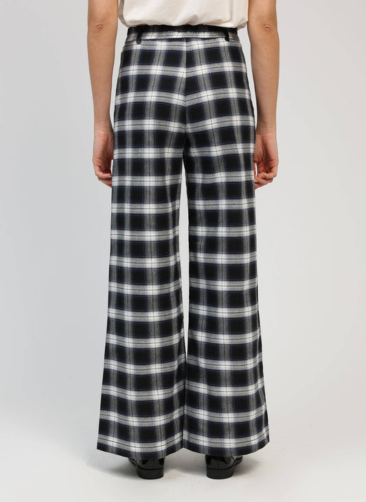 Pantaloni palazzo a quadri navy