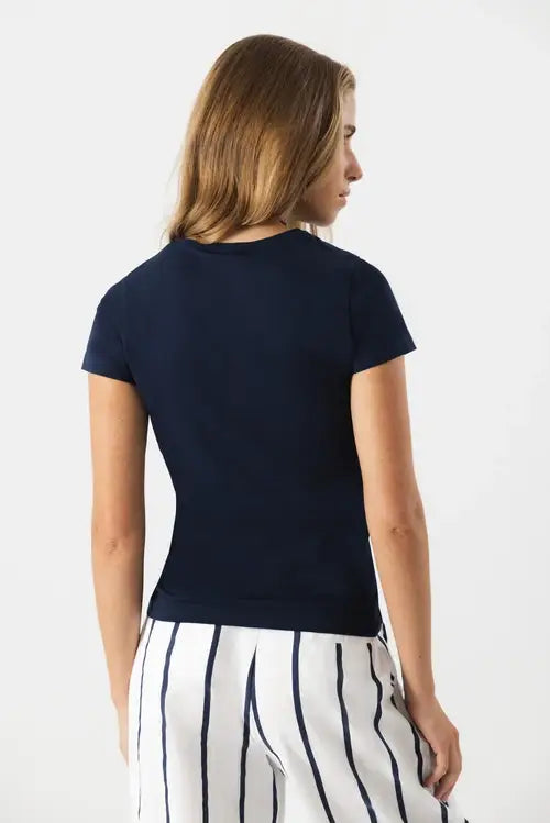 T-shirt basic in cotone con girocollo