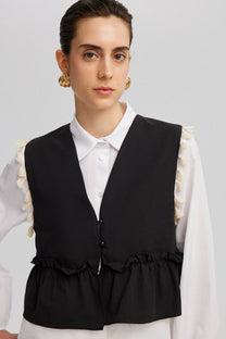 Camicia lunga con gilet e nappine
