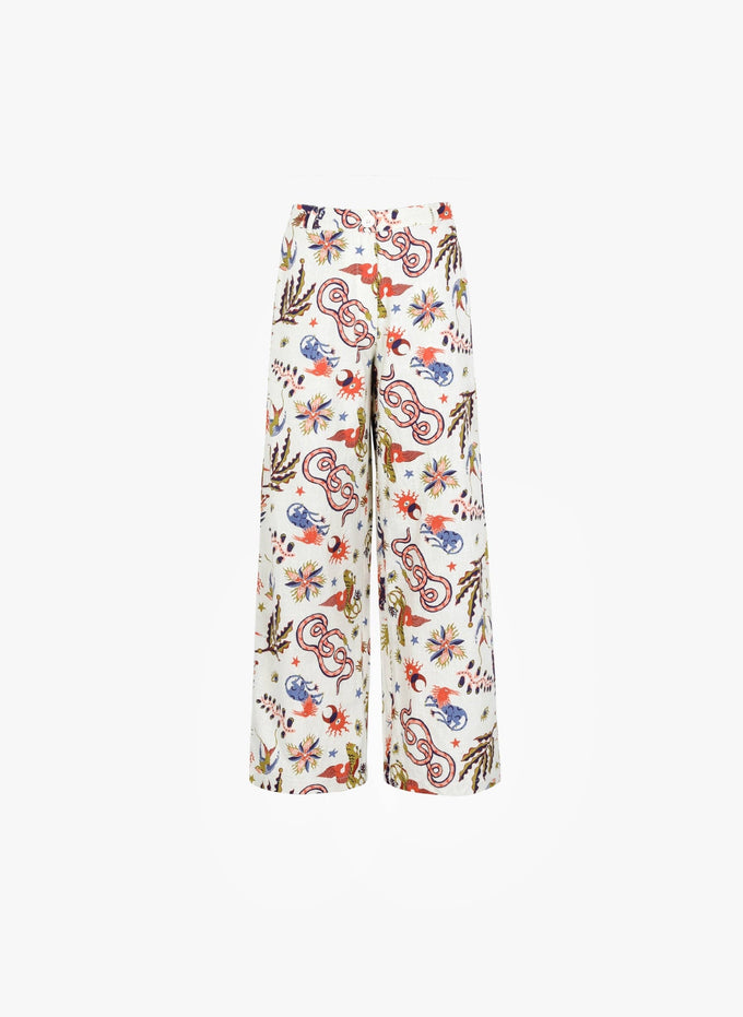 Pantaloni Rossy a fantasia écru