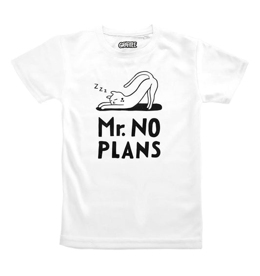 T-shirt unisex Mr. No Plans con stampa gatto