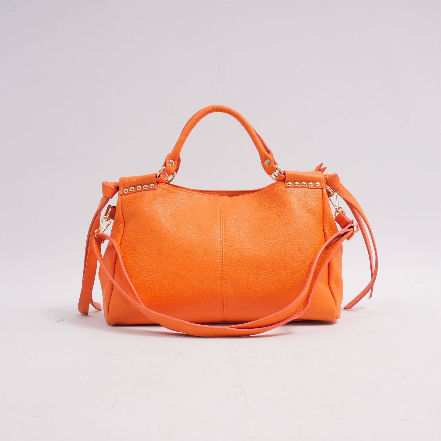 Borsa a mano in pelle con tracolla e tasca zip