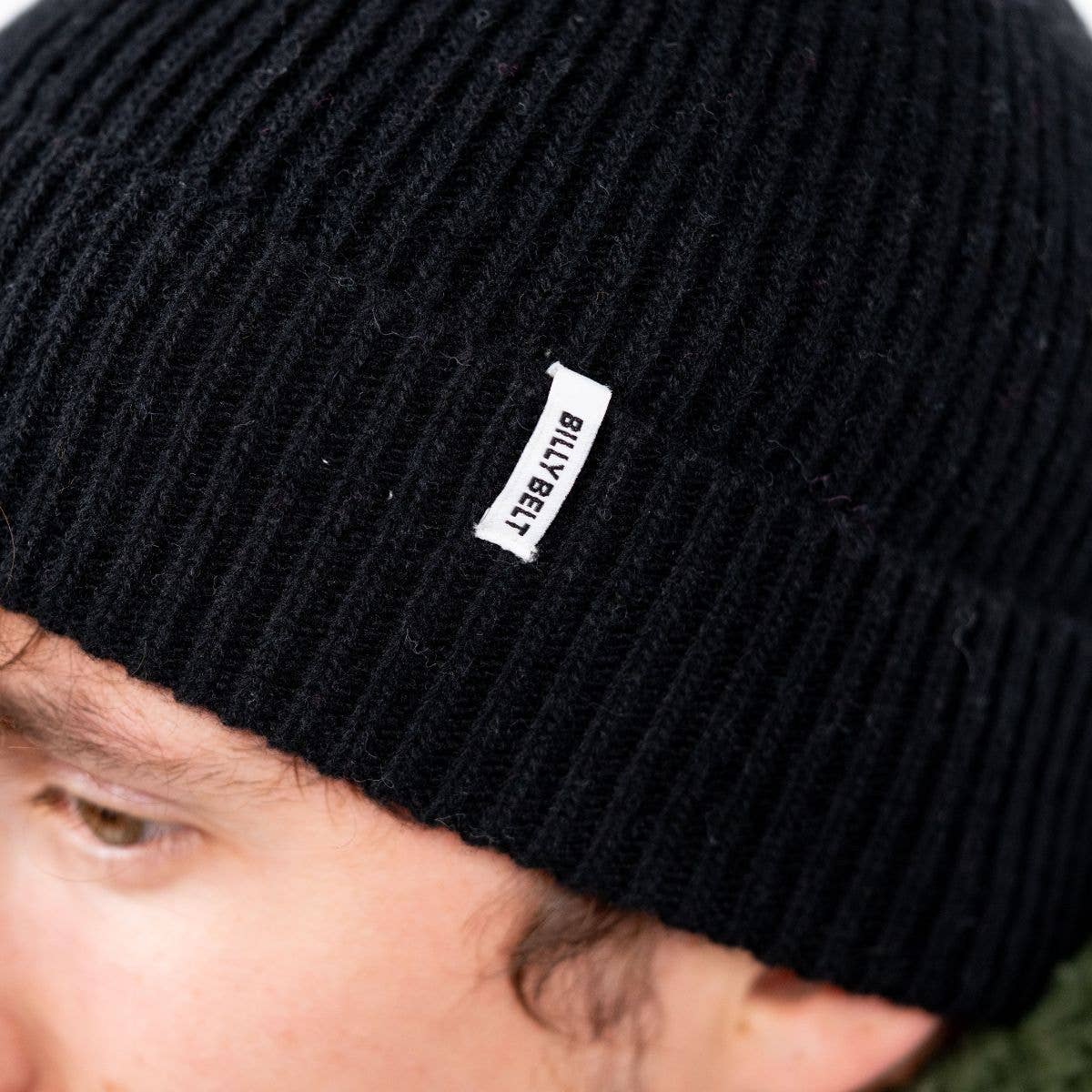 Cappello beanie nero in lana d’agnello