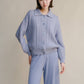 Cardigan polo in misto cashmere con trecce