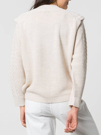 Maglione in maglia con trecce e spalle strutturate