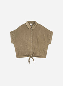 Camicia Kaory kaki effetto seta con nodo in vita