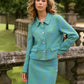 Giacca jacquard pied-de-poule blu e verde